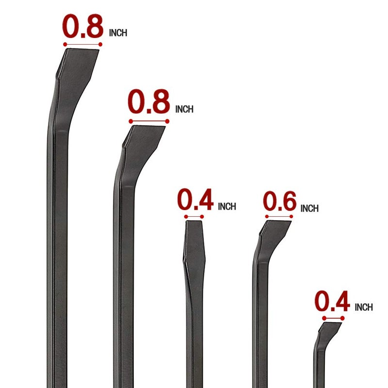 RIMKOLO Pry Bar Set, 5-Piece Heavy Duty Pry Bars with Thicker Strike Caps, Mechanic Hand Tools for Automotive, Demolition, Nail Puller, Crowbar - Image 3
